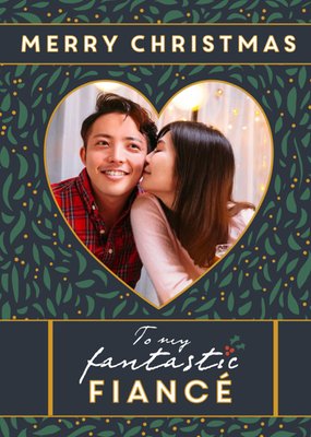 Patterned Fiancé Photo Upload Christmas Card