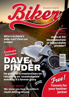 Biker Magazine Spoof Classic Edition Personalised Birthday Card