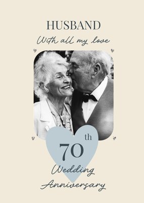 With All My Love 70th Wedding Anniversary Photo Upload Card