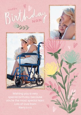 Multi-Coloured Garden Flowers Happy Birthday Nan Photo Card