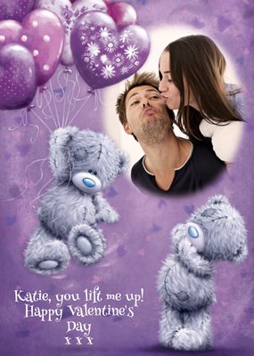 Tatty Teddy With Balloons You Lift Me Up Personalised Photo Upload Valentine's Day Card