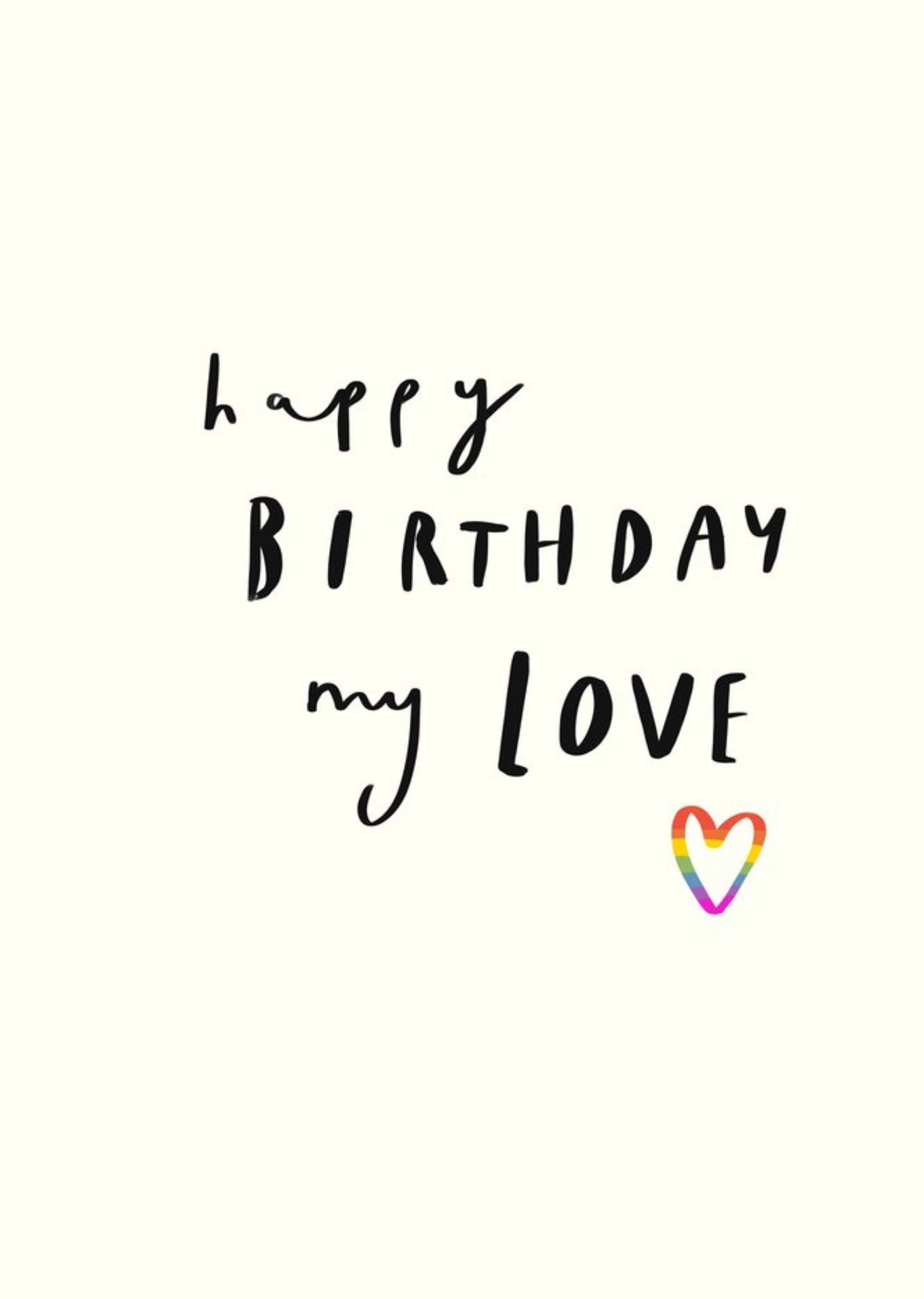 Moonpig Beth Illustrates Simple Illustrated Rainbow Love Heart Birthday Card