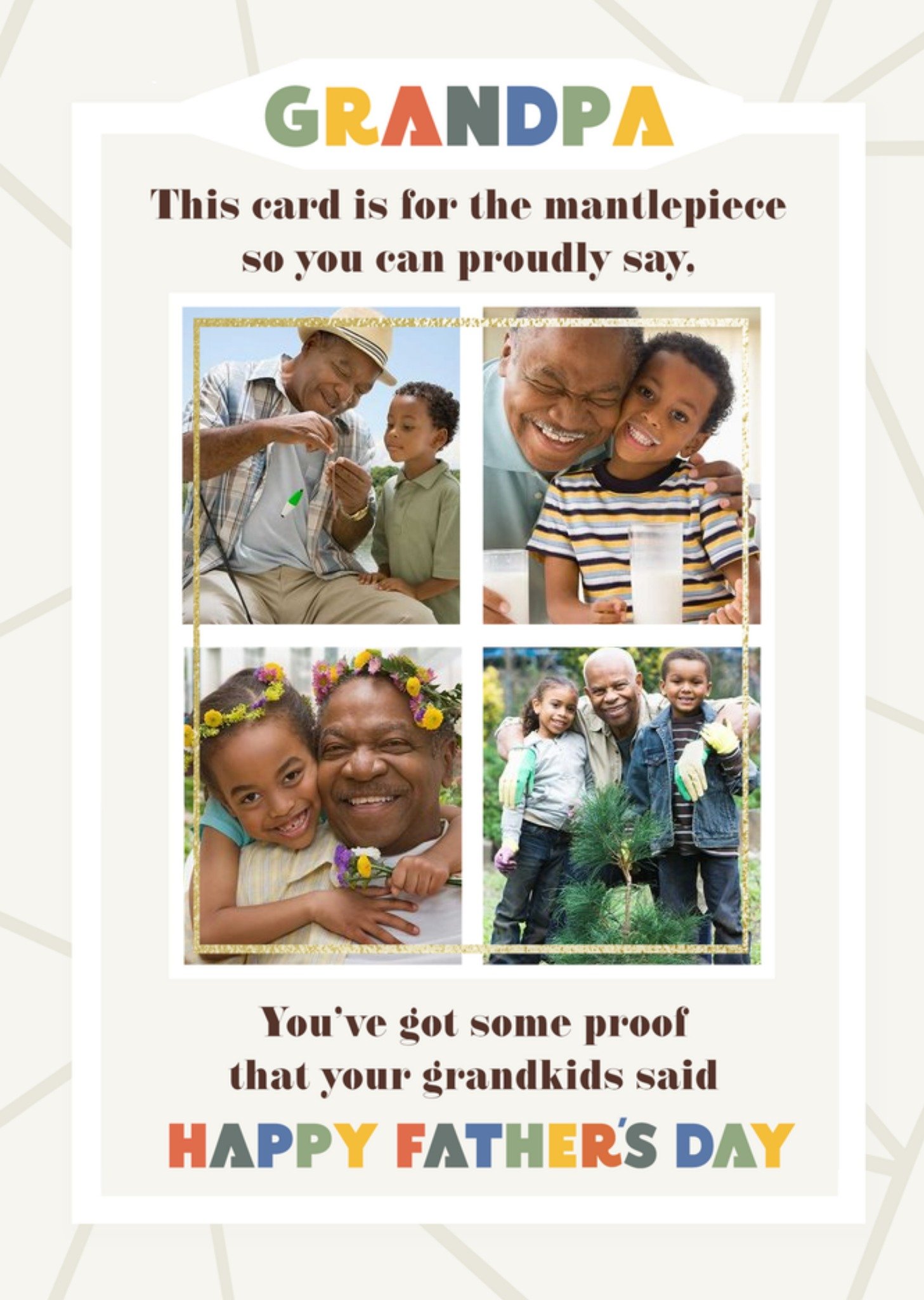 Moonpig Multiple Photo Frames With Colourful Text Grandpa's Photo Upload Father's Day Card