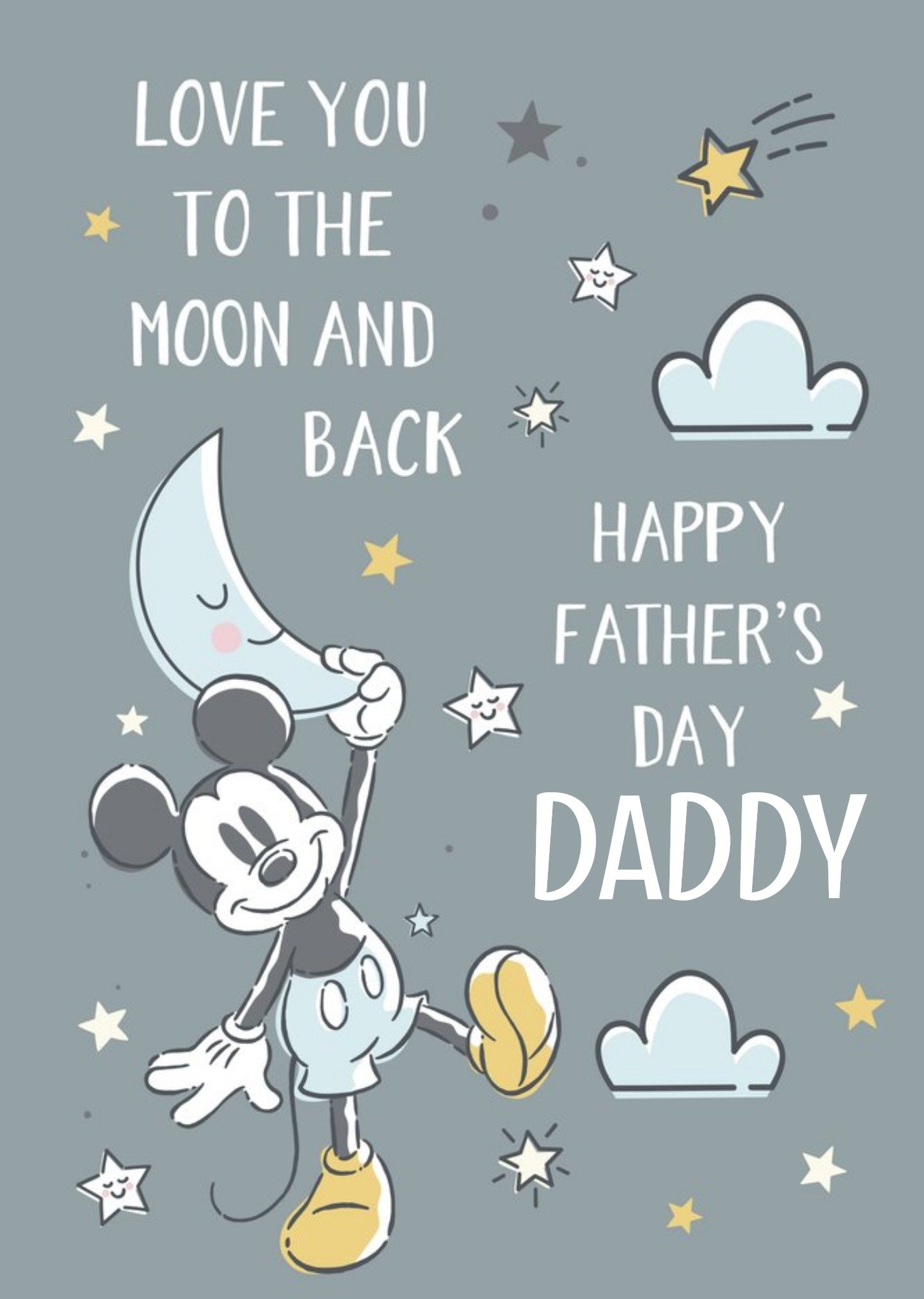 Love You To The Moon And Back Cute Mickey Mouse Father's Day Card