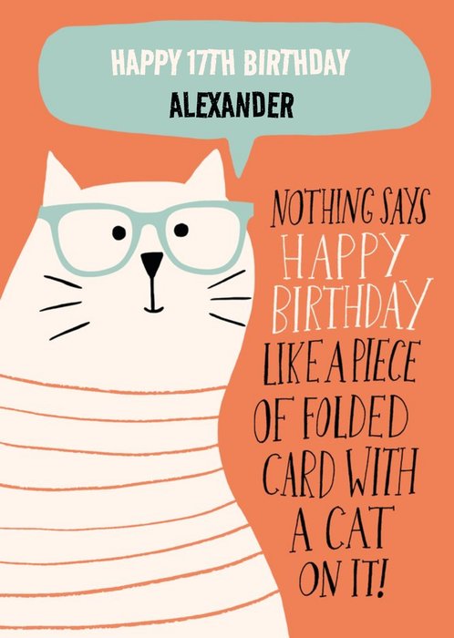 Humorous illustrative Cat Birthday Card