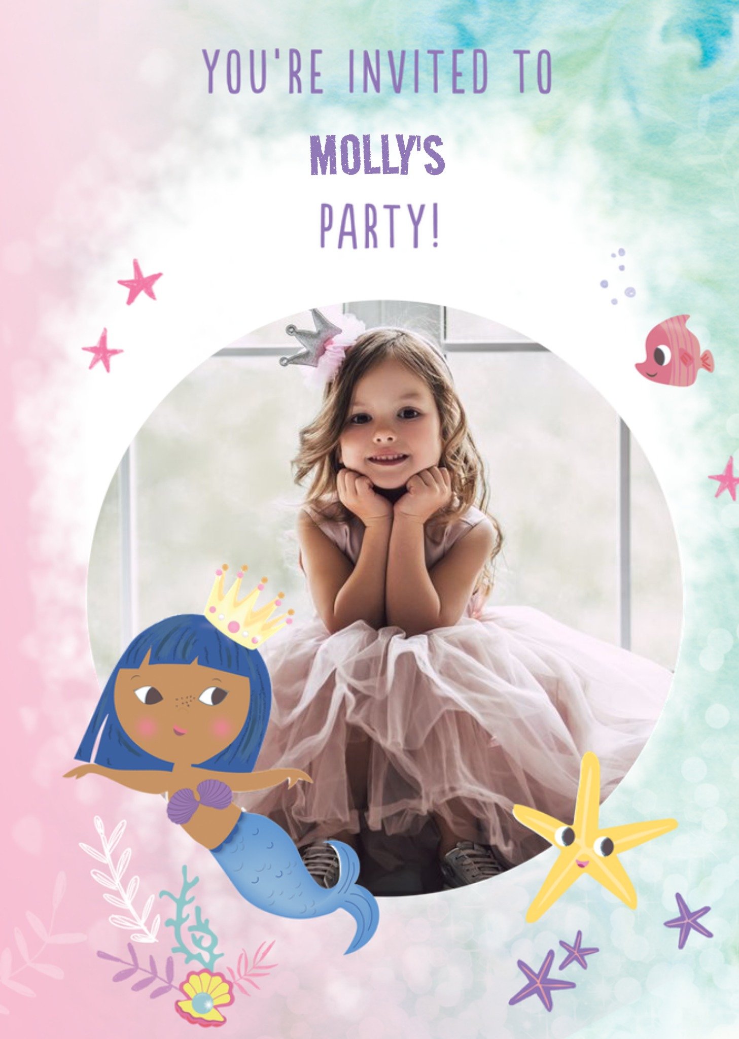 Moonpig Photo Upload Editable Illustrative Party Invitation Card