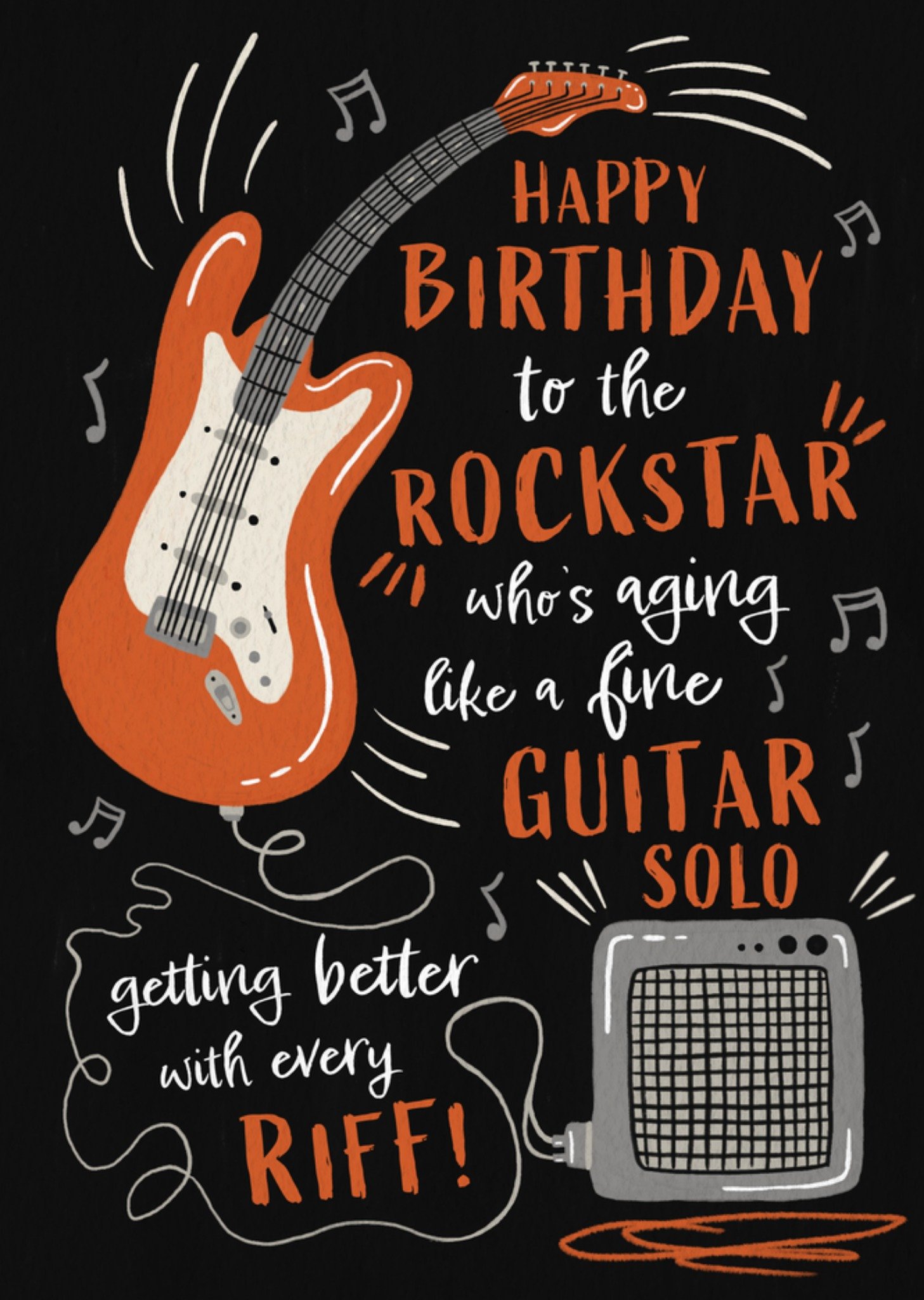 Moonpig Aging Like A Fine Guitar Solo Rockstar Birthday Card, Large