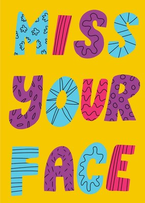 Megan McMahon Illustrated Irish Arty Typography Missing You Postcard