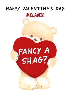 Naughty Fancy A Shag Teddy With Heart Valentine's Card