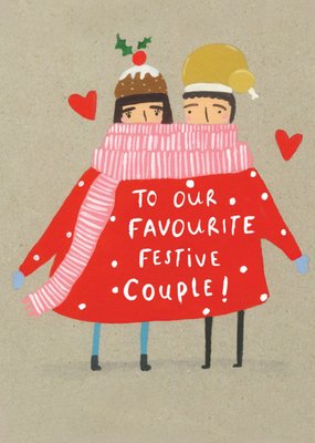 Cute Illustrated Favourite Festive Couple Christmas Card