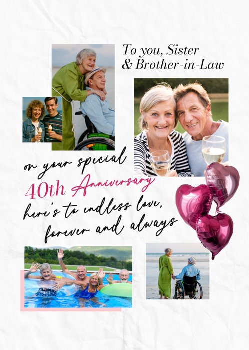 Sister And Brother In Law 40th Anniversary Collage Photo Upload Card