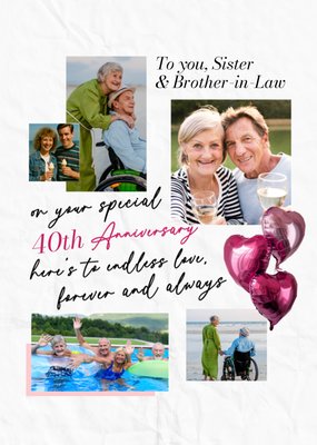Sister And Brother In Law 40th Anniversary Collage Photo Upload Card