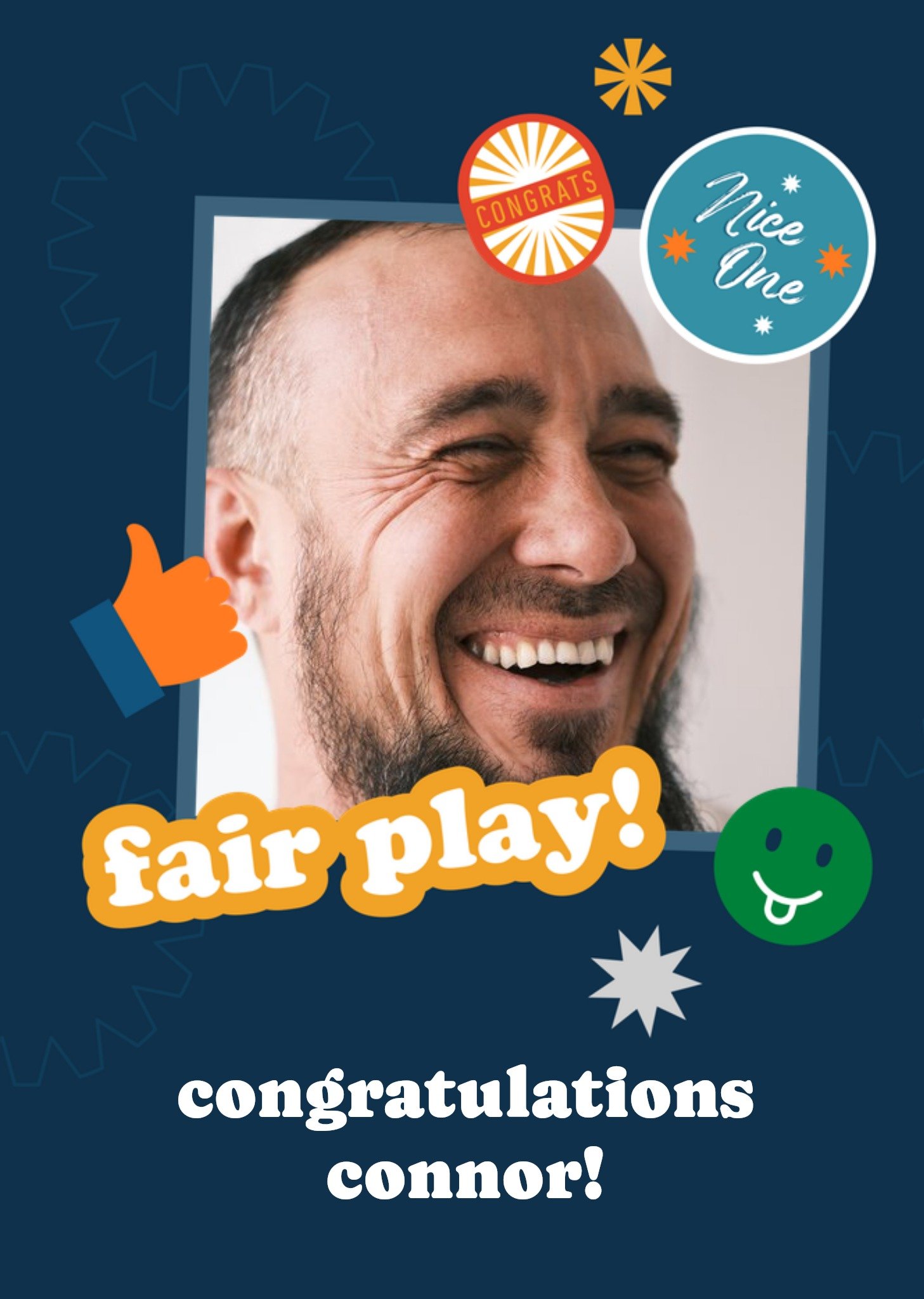 Moonpig Block Party Illustrated Sticker Photo Upload Congratulations Card