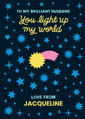 Space Themed Illustration With Vibrant Typography Husband's Valentine's Day Card
