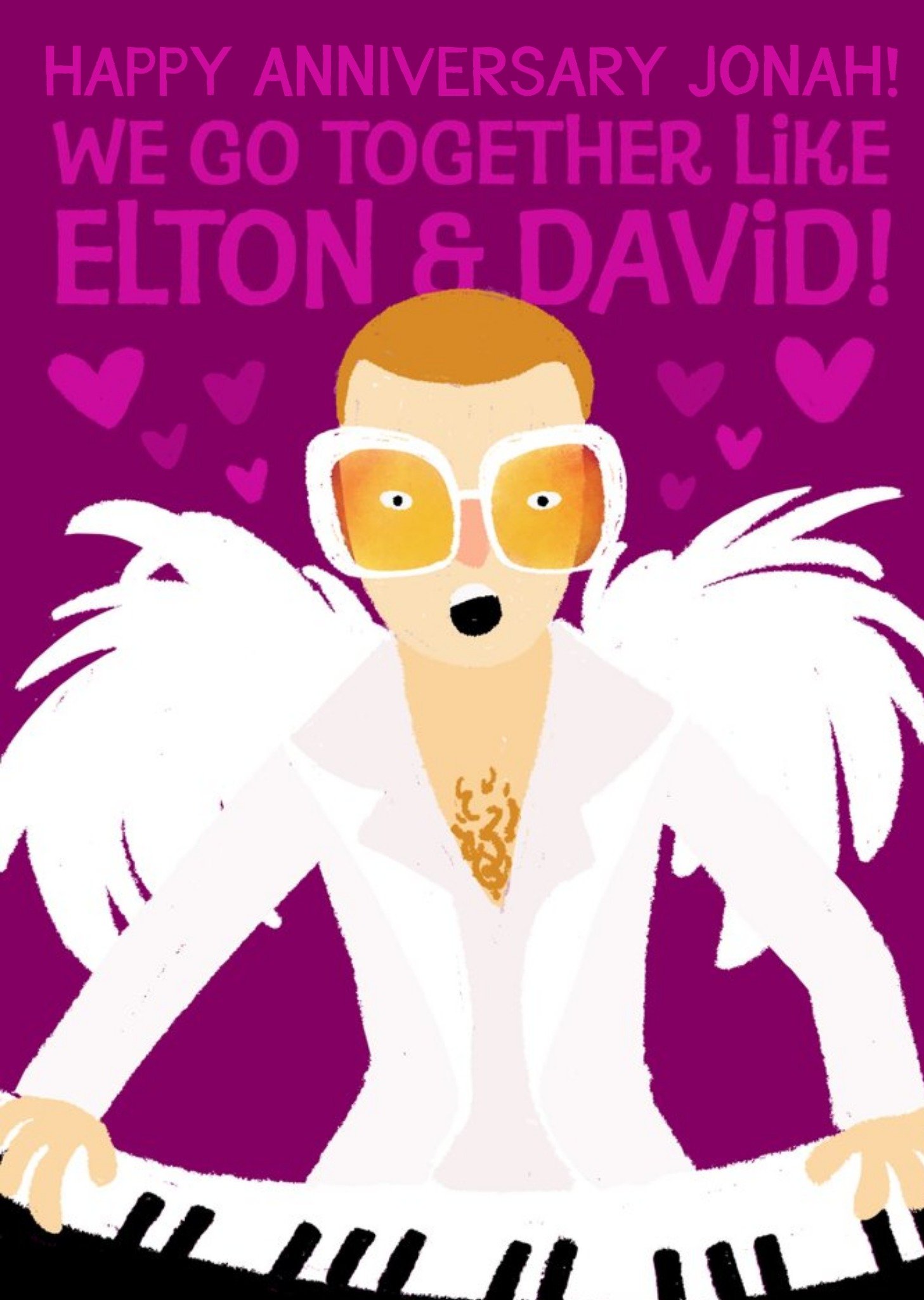 Moonpig Elton John Funny Anniversary Card - We Go Together Like Elton And David