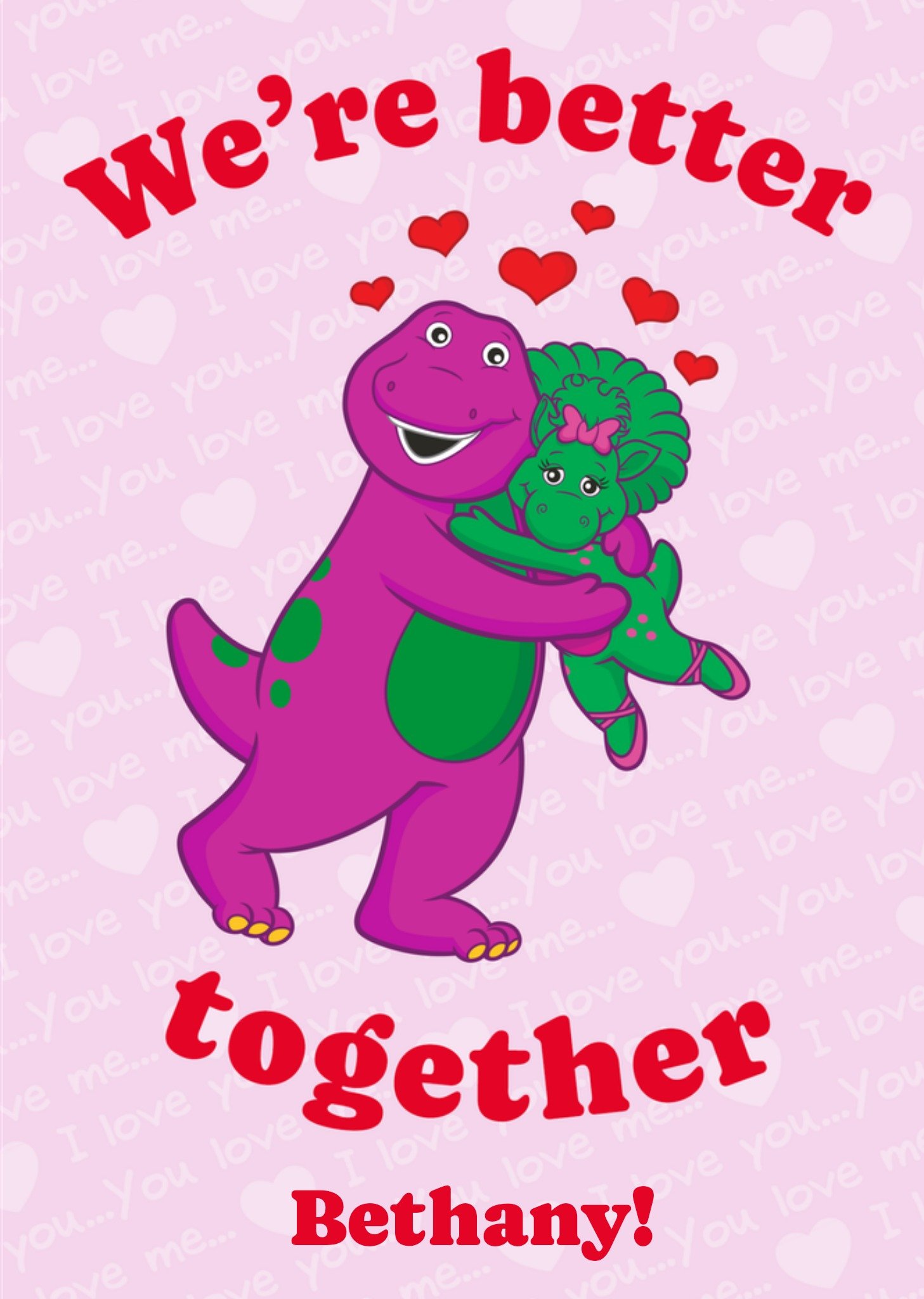 Mattel Barney The Dinosaur We're Better Together Birthday Card