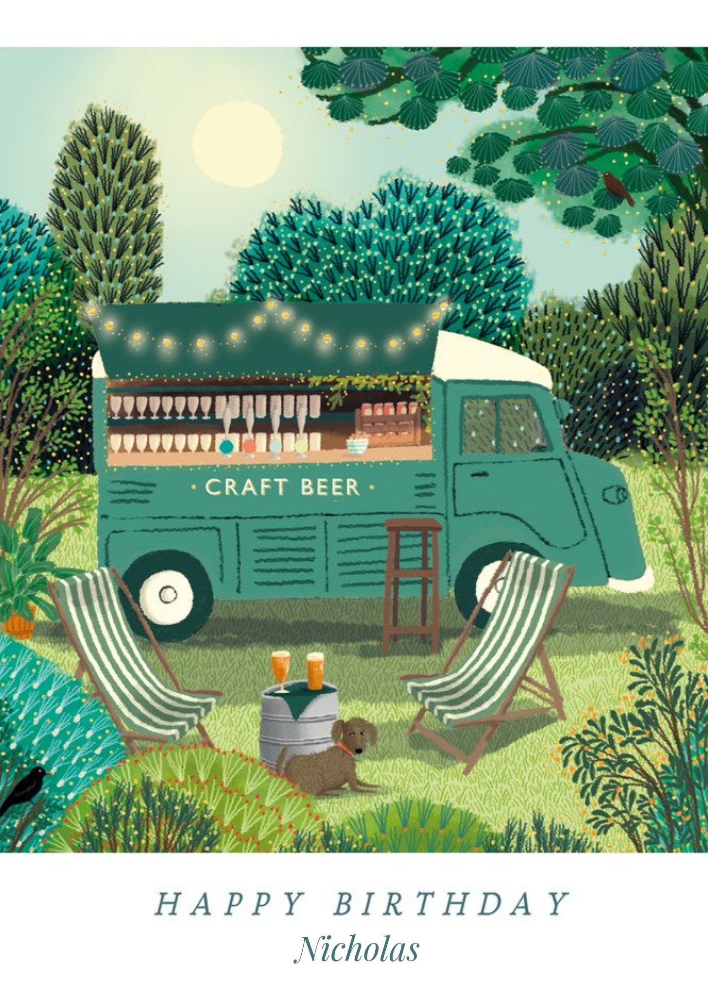 Moonpig Illustrative Craft Beer Van Birthday Card