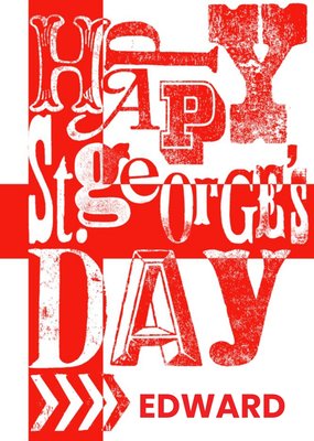 Red And White Graphic Lettering Personalised St George's Day Card