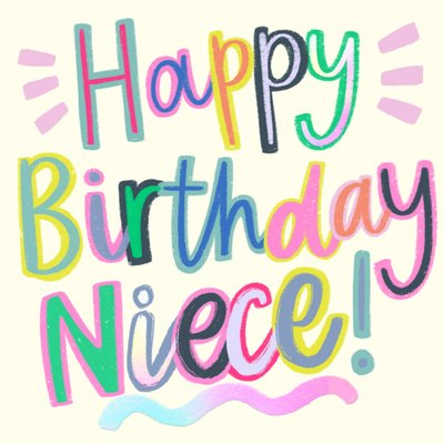 Happy Birthday Niece Colourful Typography Card  