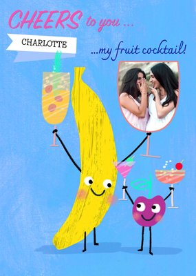 Fun Illustrated Fruit Cocktails And Cheers Card By Elaine Field