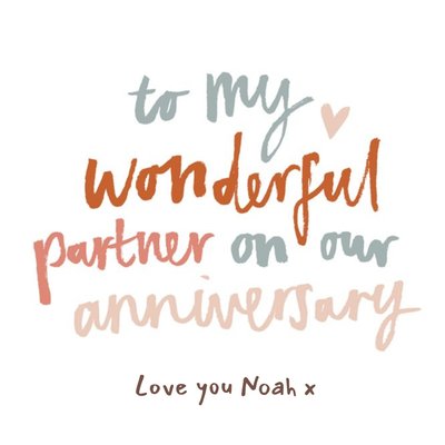 Sweet Sentiments Illustration Typographic Anniversary Love Card