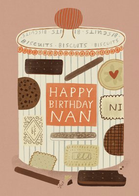 Illustrated Biscuit Tin Nan Birthday Card