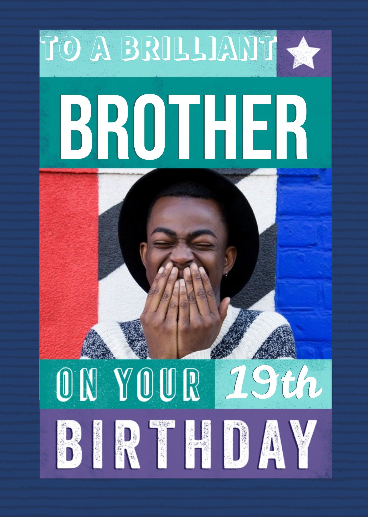 Moonpig Typographic To A Briliant Brother Photo Upload Birthday Card