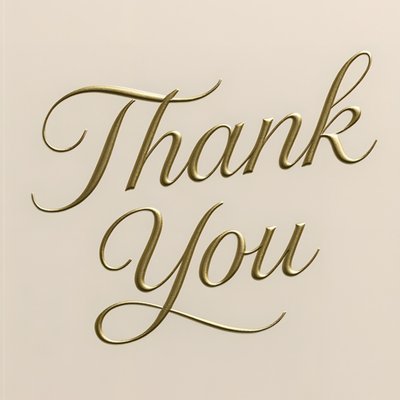 Gold Script Thank You Card