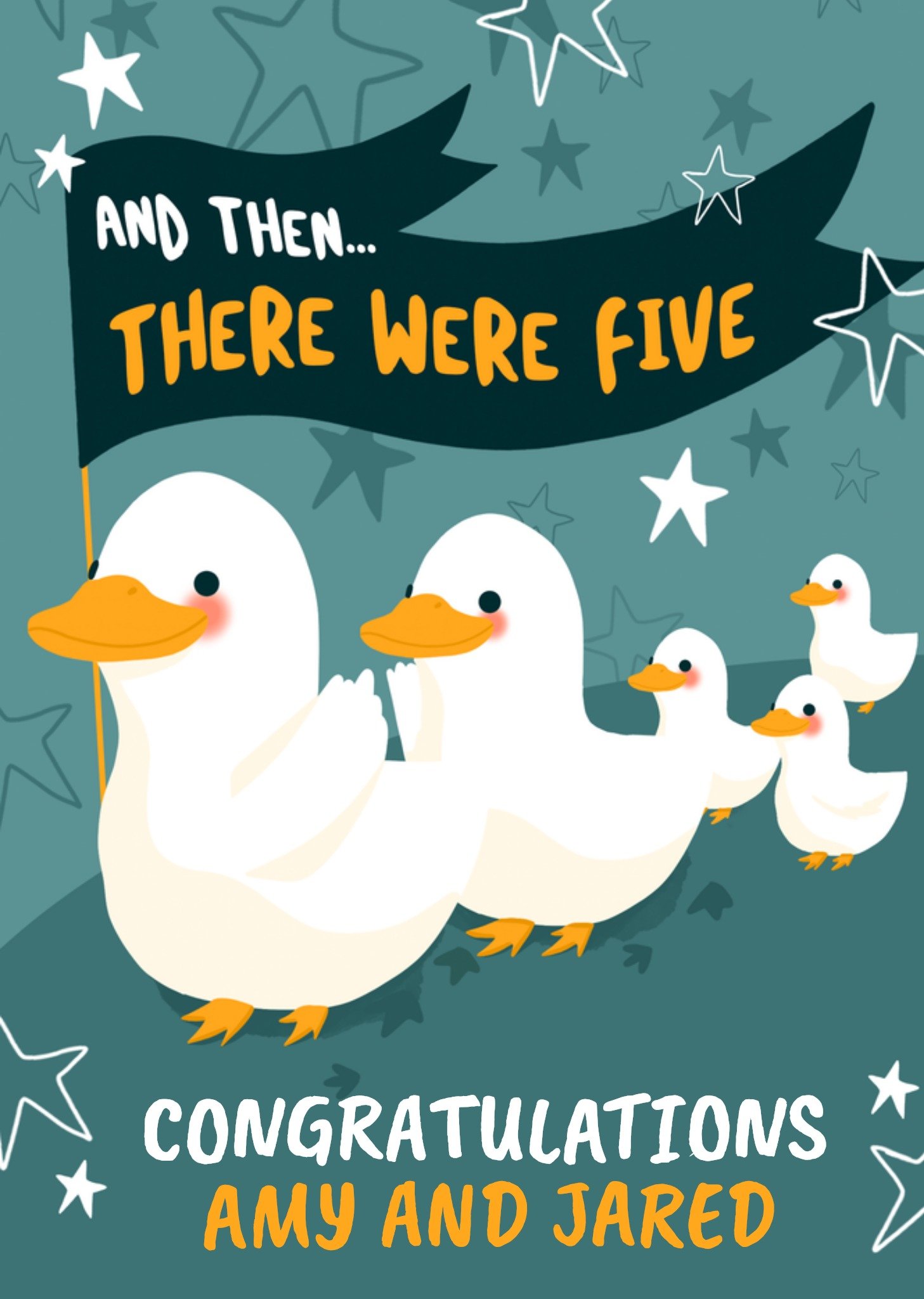 Moonpig And Then There Were Five New Baby Card
