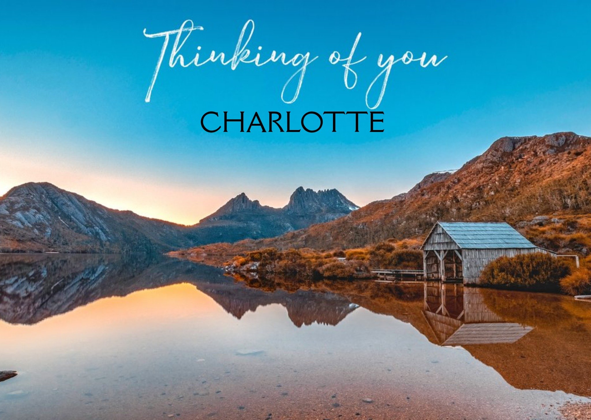 Moonpig Photographic Scenic Lake Customisable Thinking Of You Card