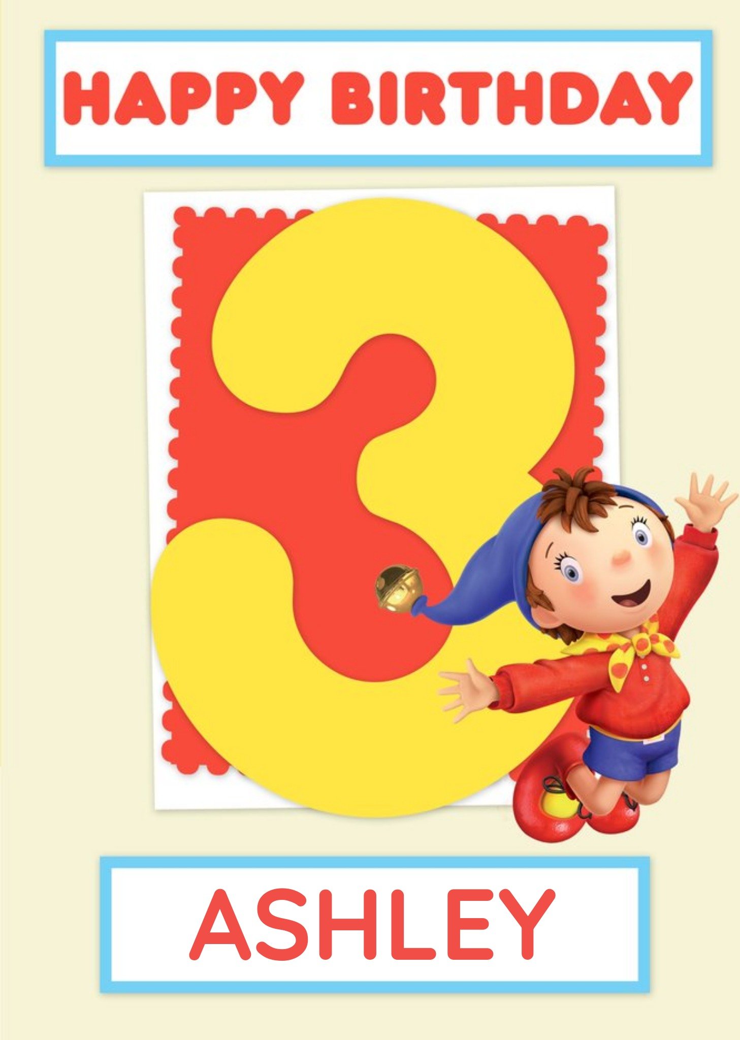 Moonpig Noddy Personalised Happy 3rd Birthday Card