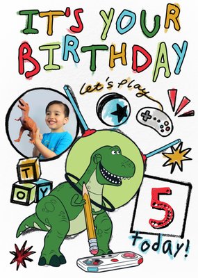 Toy Story It's Your Birthday Let's Play Rex Birthday Card