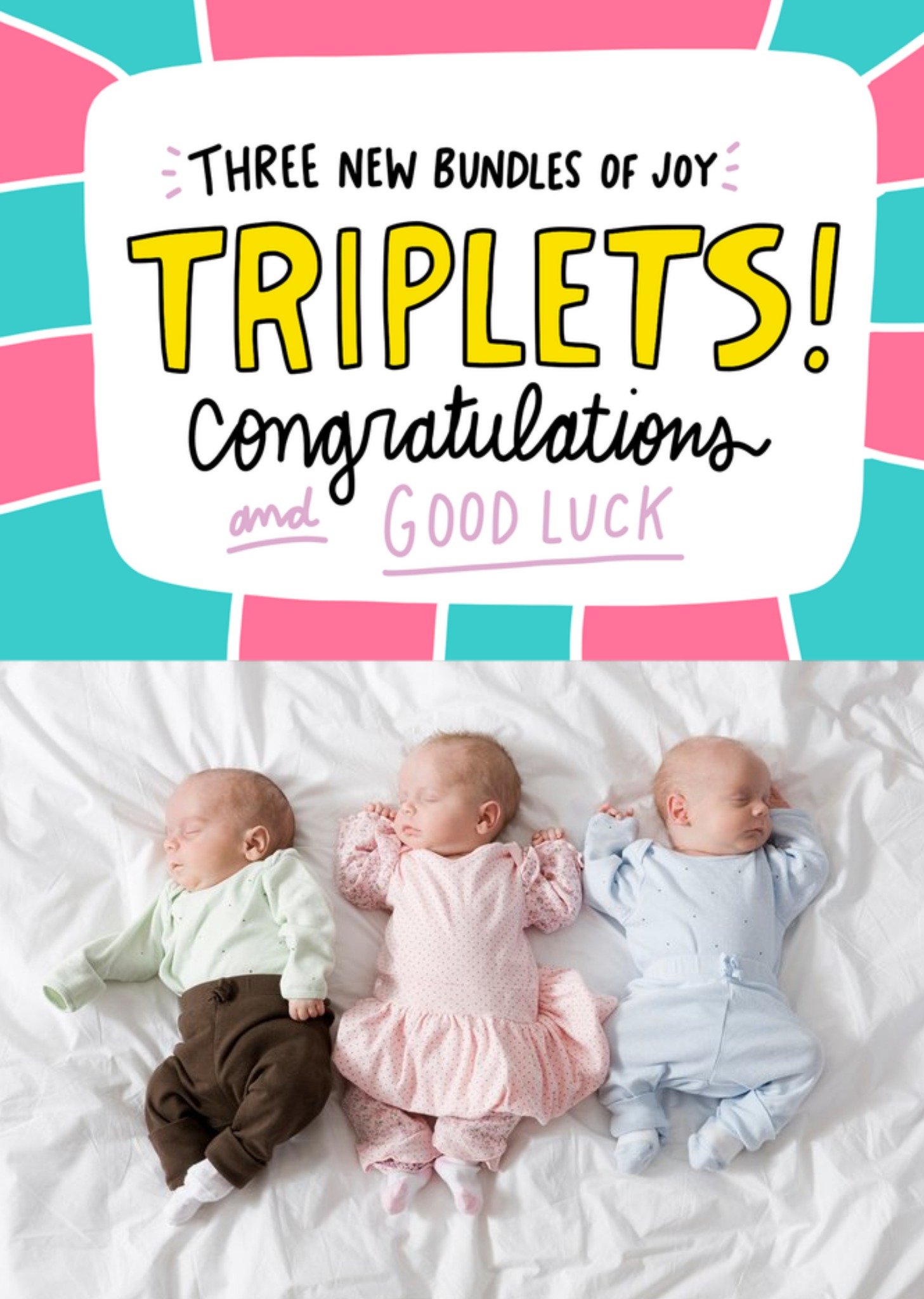 Moonpig Angela Chick Cute Triplets New Baby Card