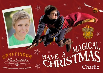 Harry Potter Magical Christmas Landscape Personalised Photo Upload Merry Christmas Card