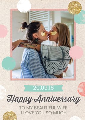 Printed Craft Paper Photo Upload Anniversary Card For Your Wife