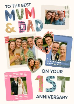 Best Mum & Dad Photo Upload 1st Anniversary Card