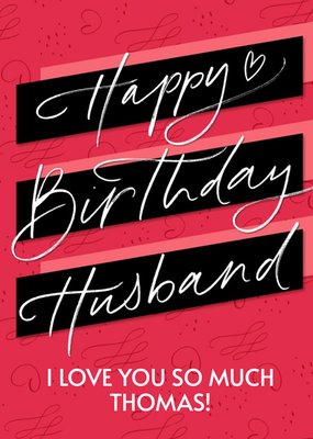 Bright Typographic Husband Birthday Card