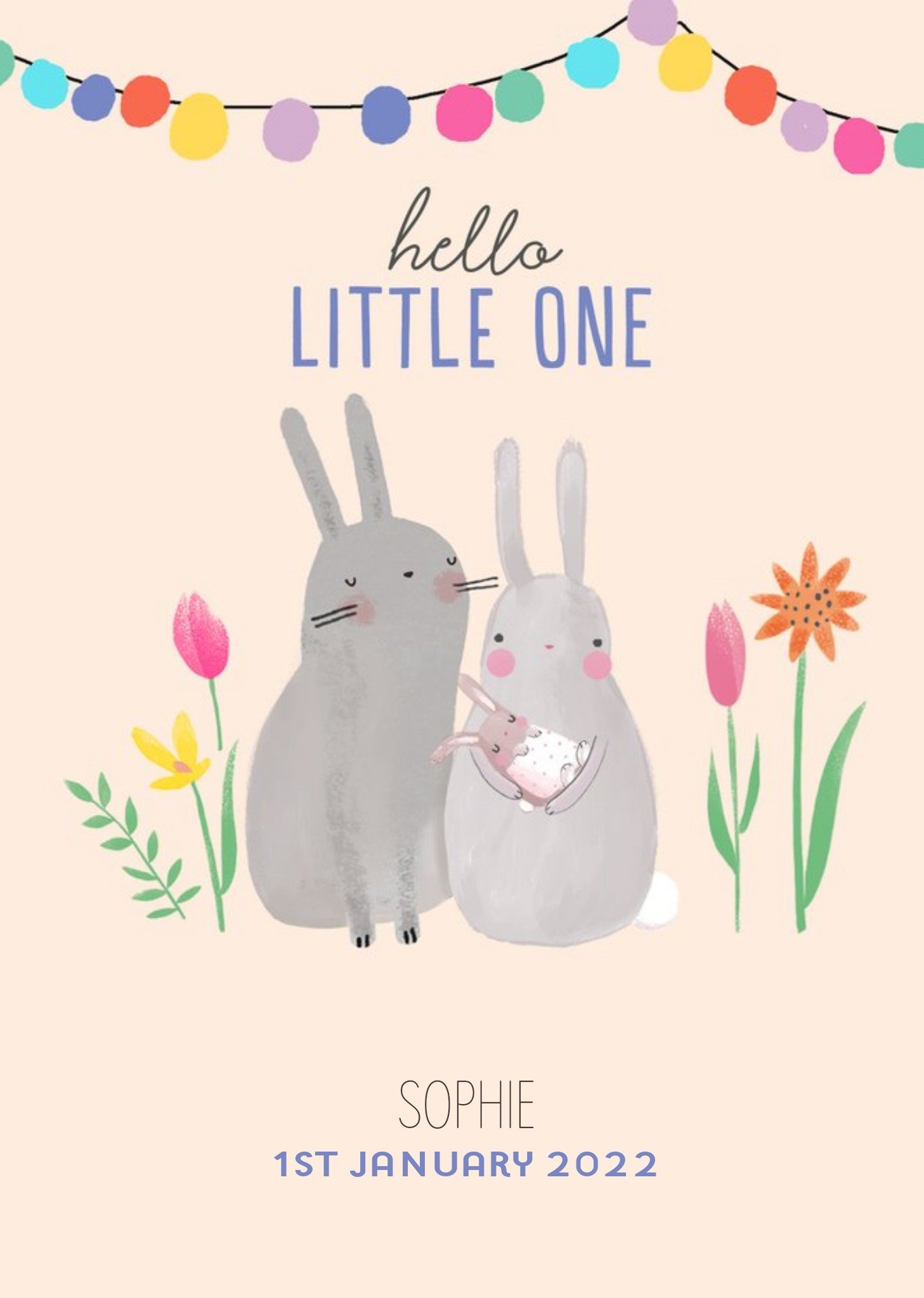 Moonpig Cute Illustrative Hello Little One New Baby Card
