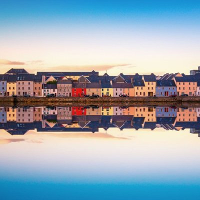 Photographic Sunset view over The Claddagh Galway in Galway city, IrelandJust A Note Card