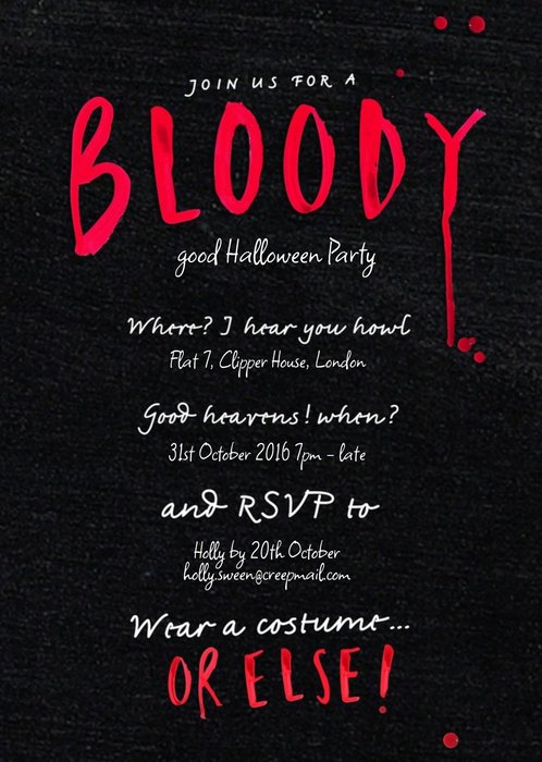 Bloody Scary Halloween Party Invitation