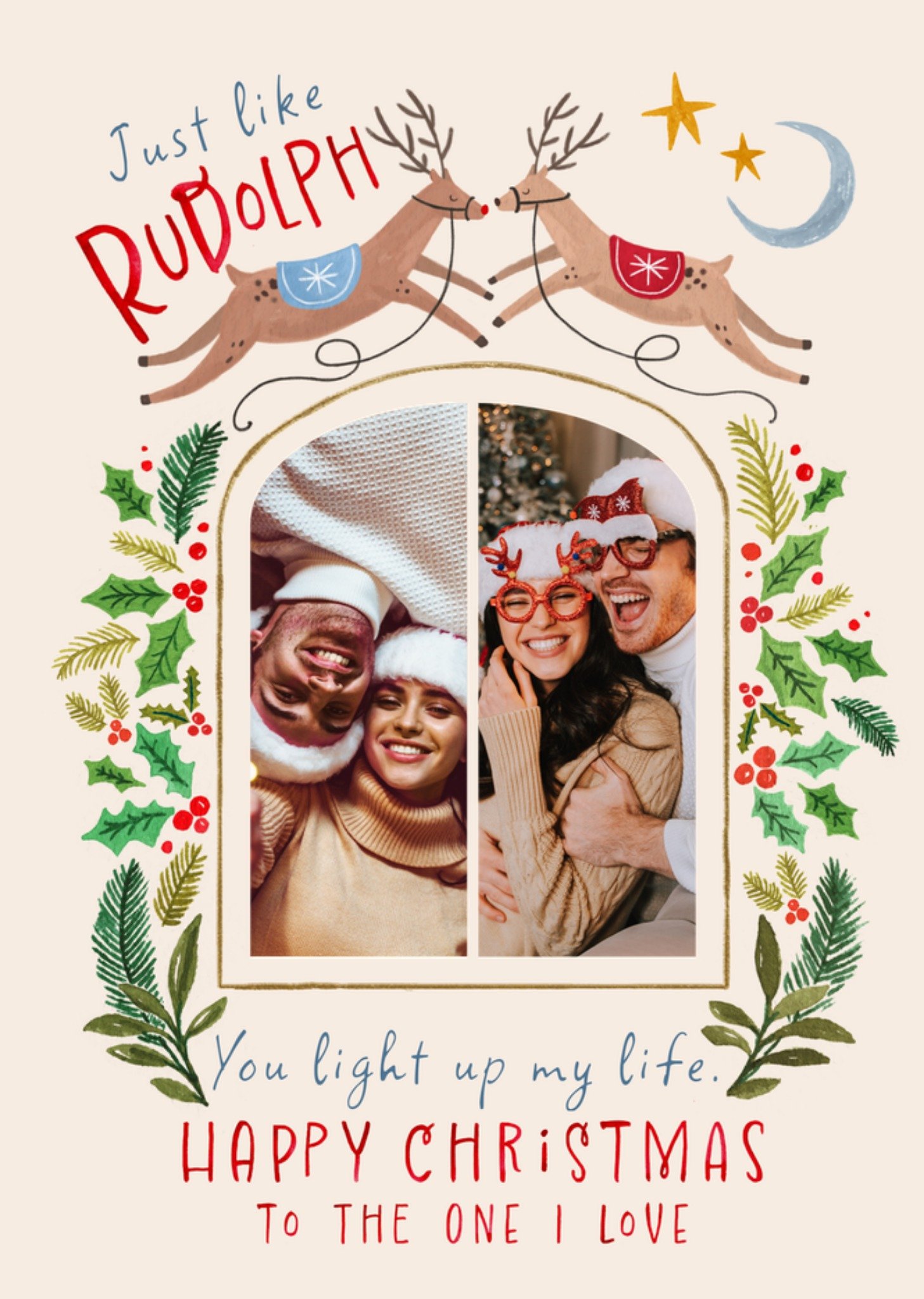 Moonpig You Light Up My Life Illustrated Photo Upload Christmas Card