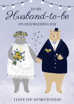 Illustration Of Two Bears Wearing Wedding Outfits Husband To Be Wedding Card