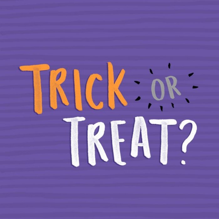 Bright Purple Trick Or Treat Halloween Card