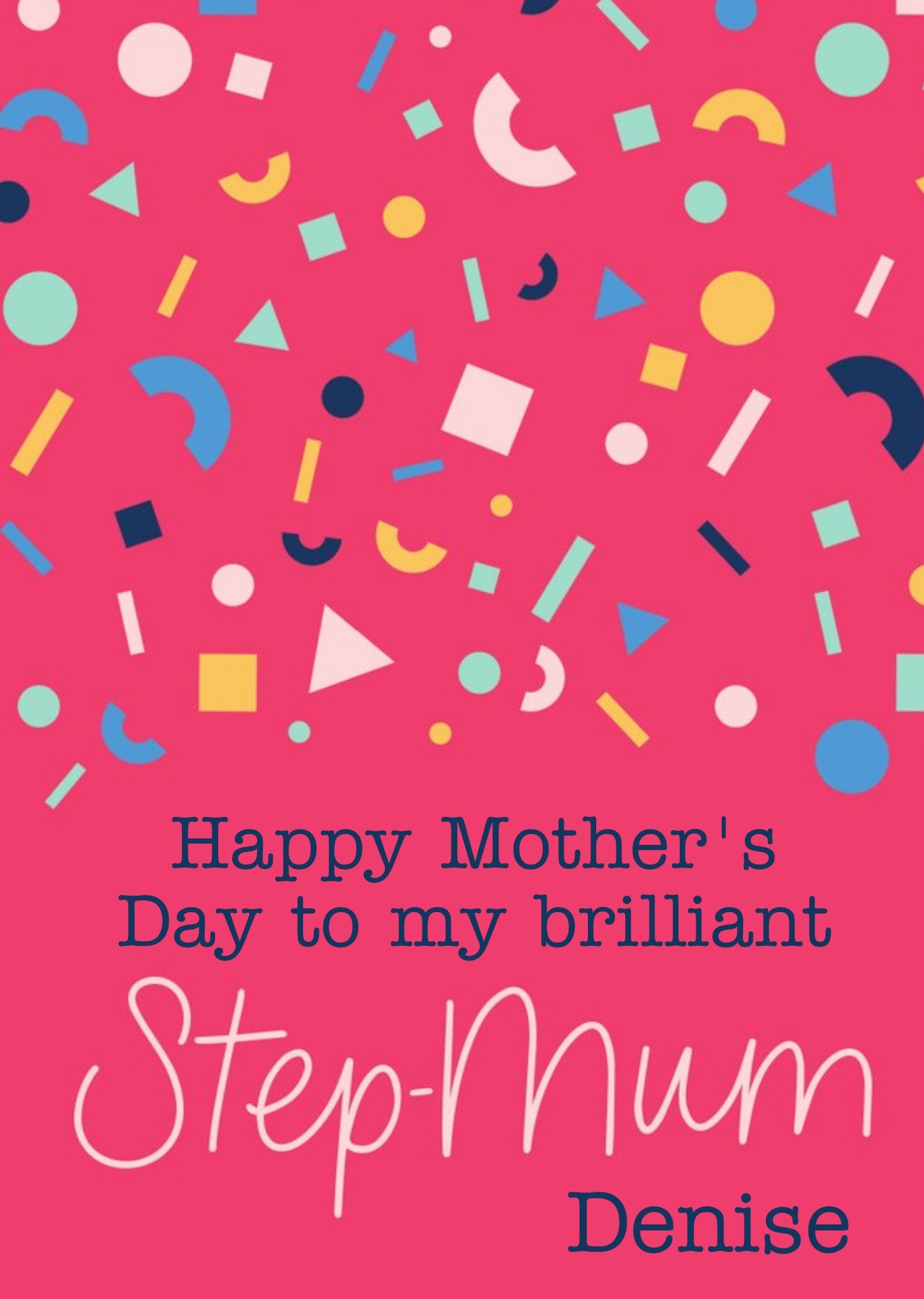 Moonpig Typographic Happy Mothers Day To My Brillliant Step Mum Card, Large