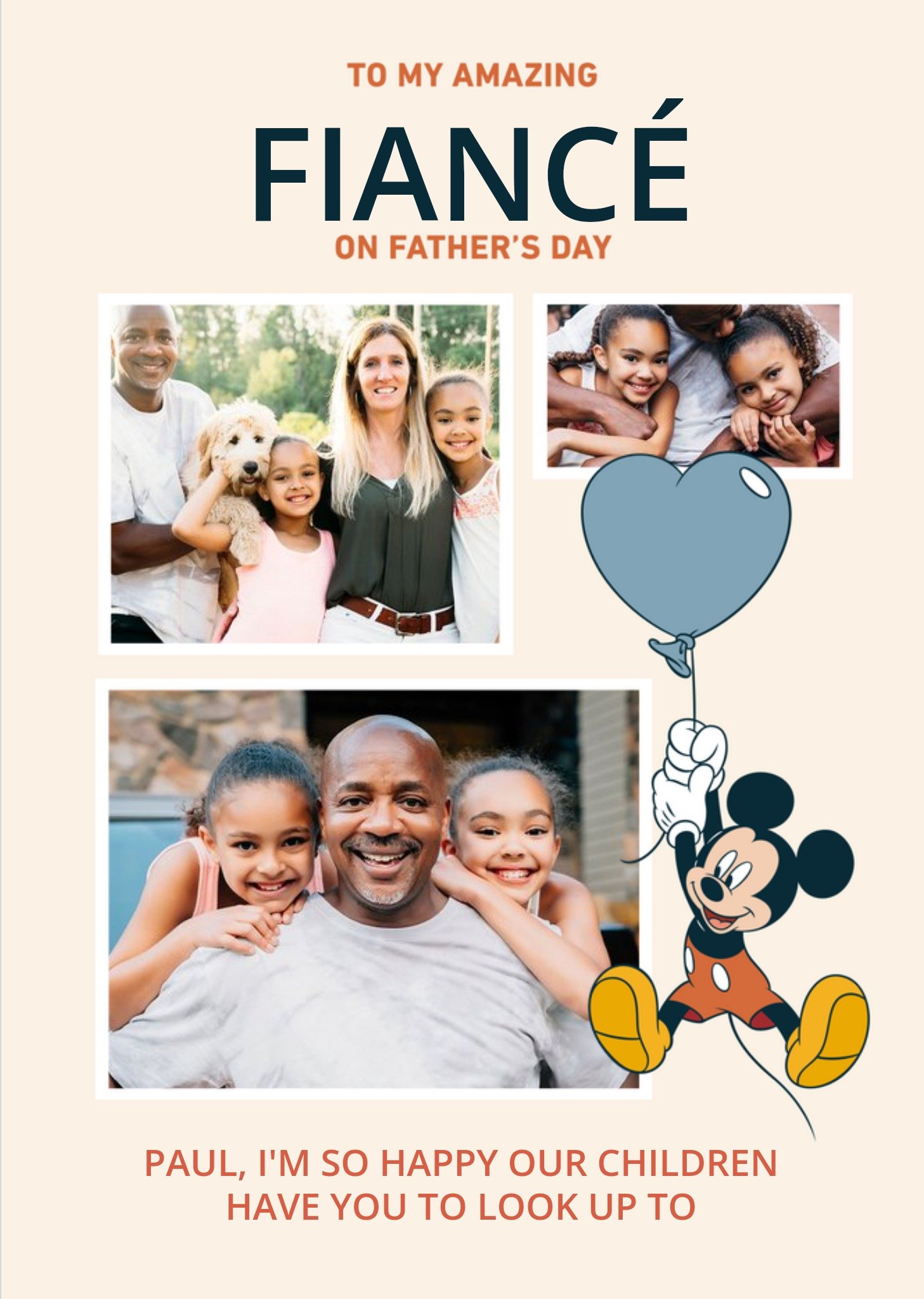 Disney Mickey Mouse Fiance Photo Upload Father's Day Cardd