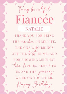 Sentimental Verse Beautiful Fiancee Happy Birthday Card