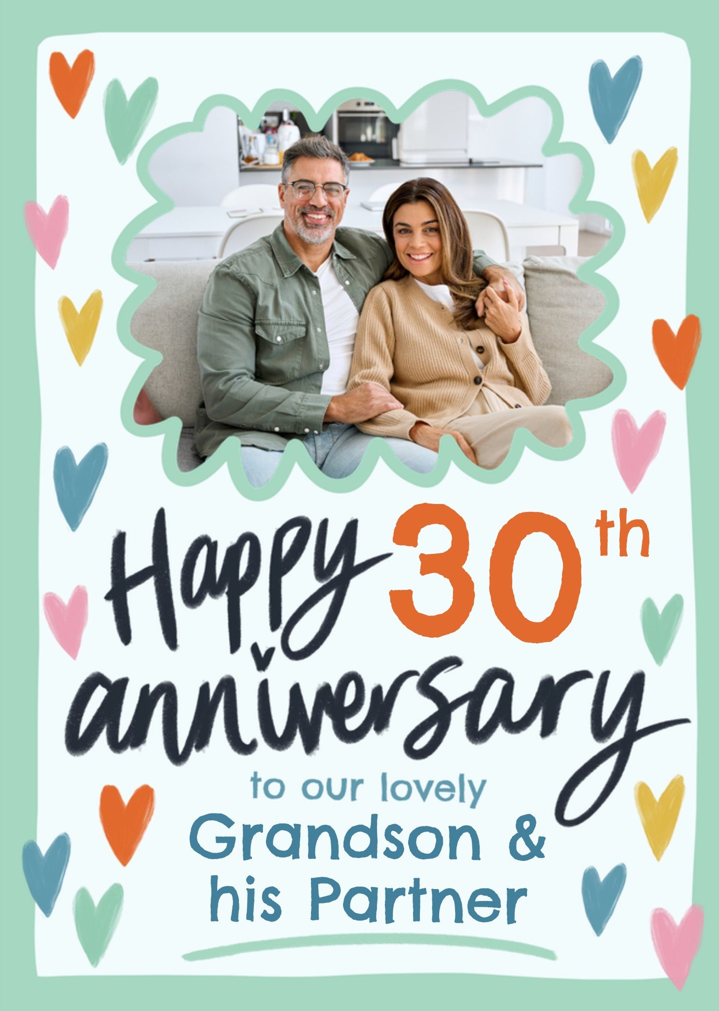 Moonpig Happy 30th Anniversary To Our Lovely Grandson And His Partner Photo Upload Card