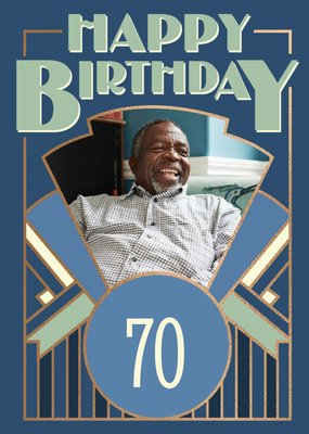 Art Deco Happy 70th Birthday Photo Upload Birthday Card