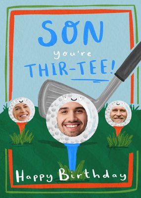 Son You're Thirtee Golf Pun 30th Birthday Face In Hole Card