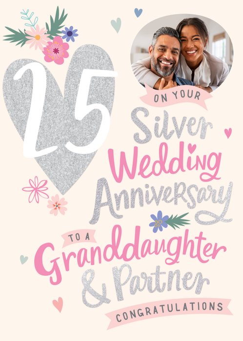 Granddaughter & Partner Photo Upload 25th Anniversary Card